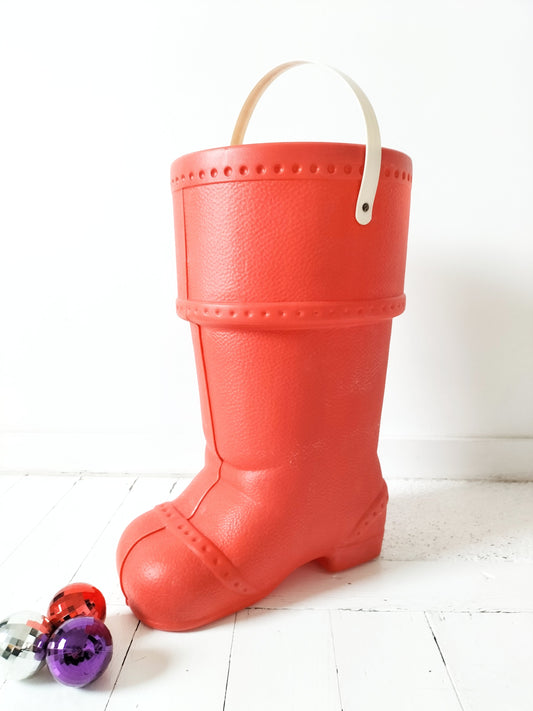 Énorme botte de Noël publicitaire Procter & Gamble France - ancien contenant de lessive Ariel