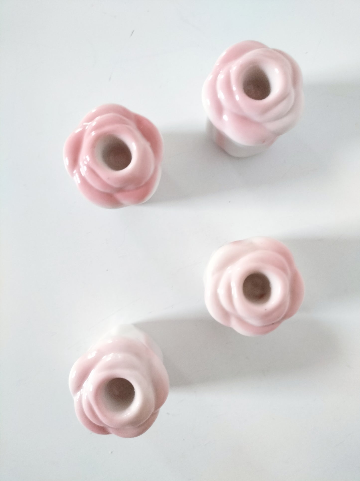 Duo de petits bougeoirs fleur en porcelaine Afibel