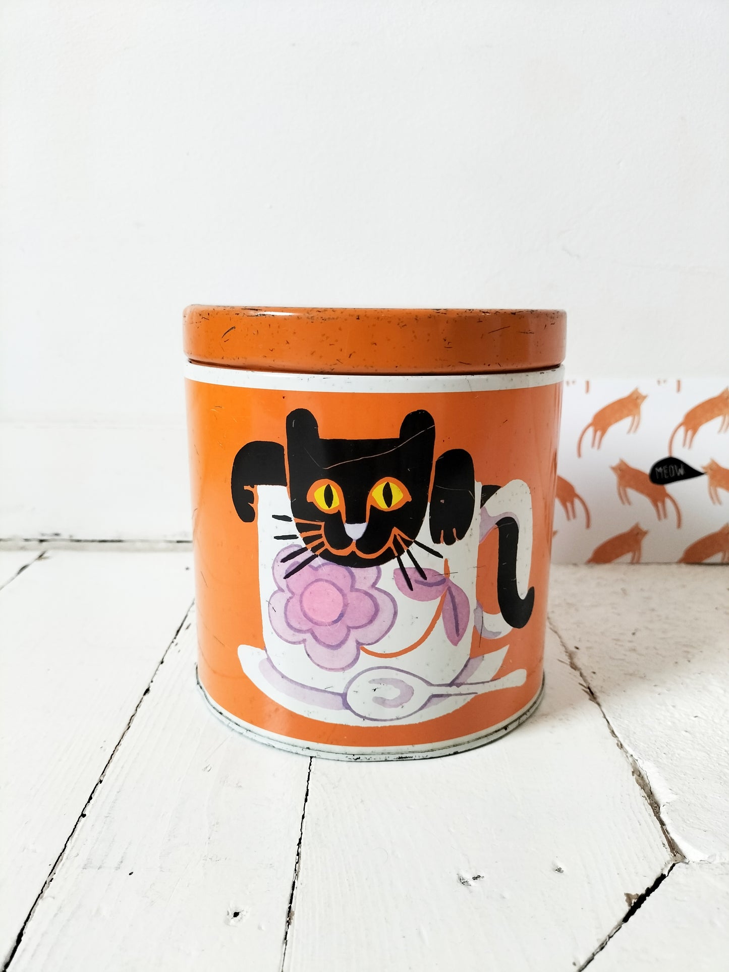 Boîte métallique publicitaire Scotch décor chat