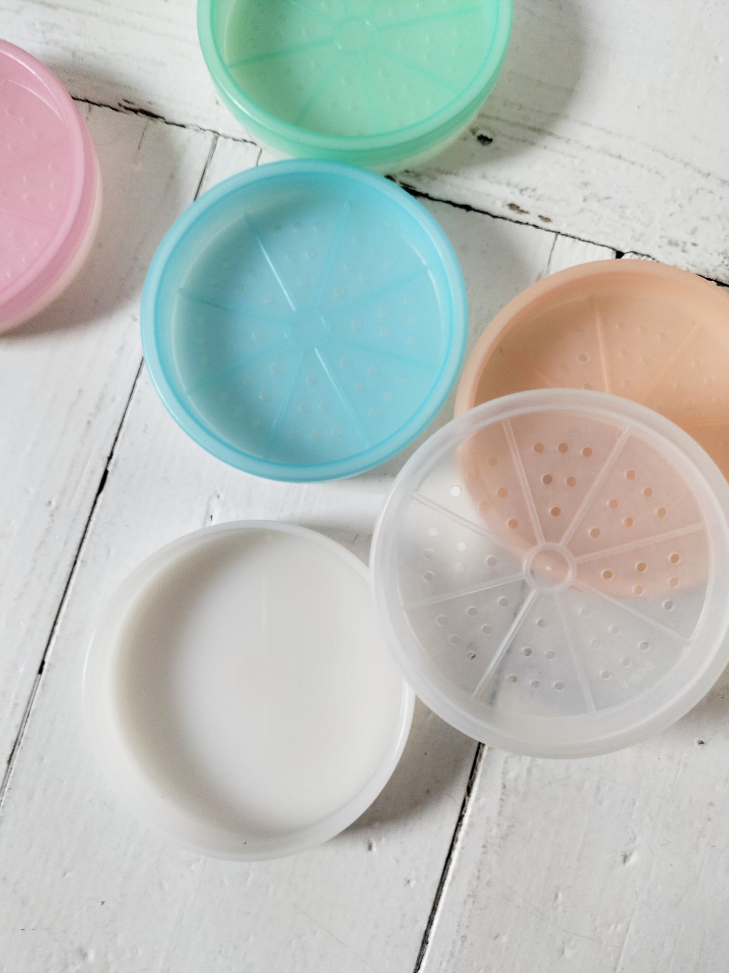 Set de 6 sous-verres + support Tupperware pastel vintage