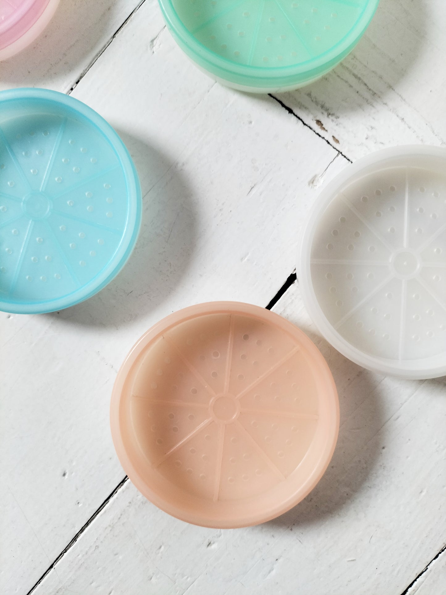 Set de 6 sous-verres + support Tupperware pastel vintage