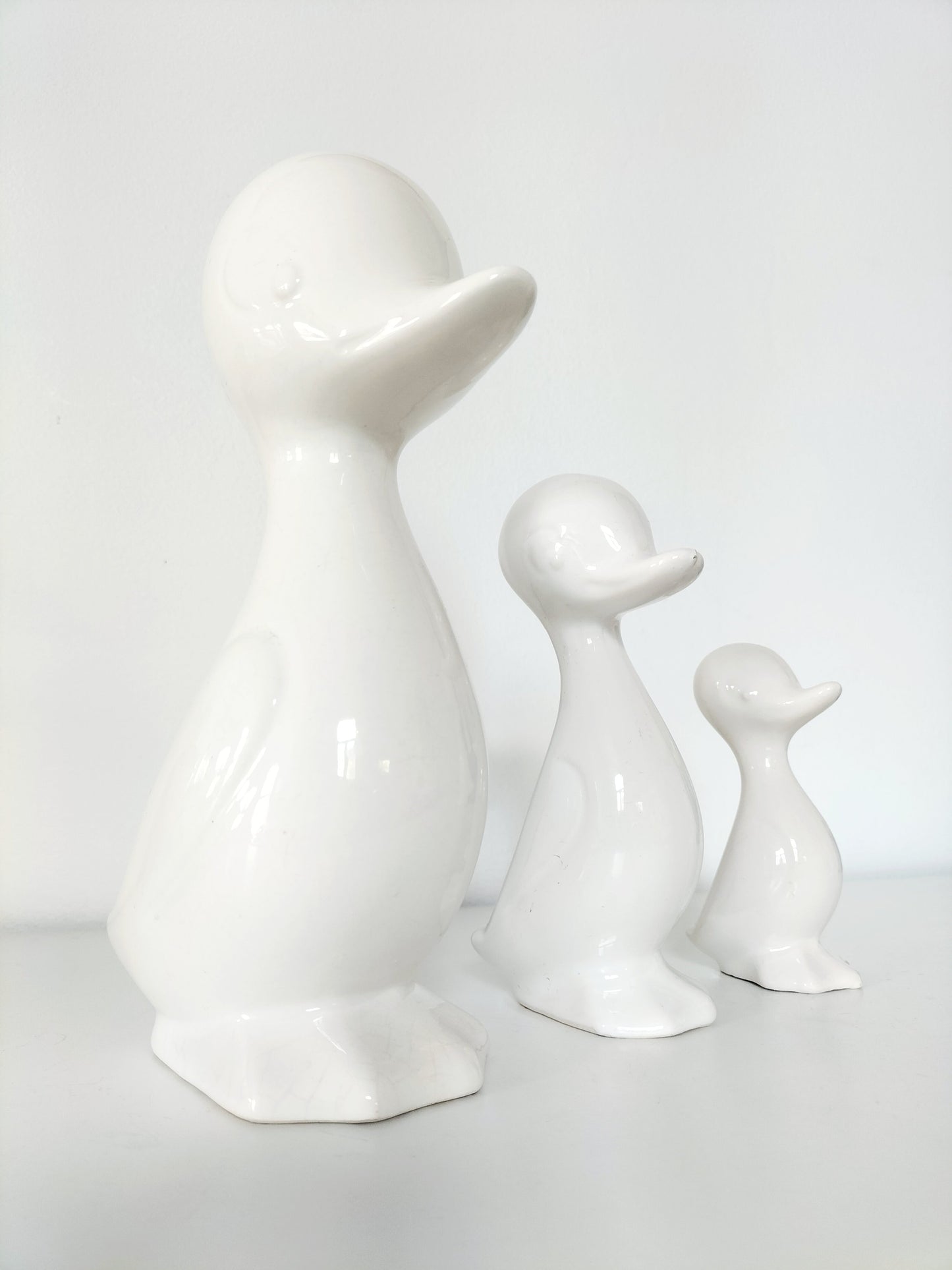 Trio de canards en céramique émaillée