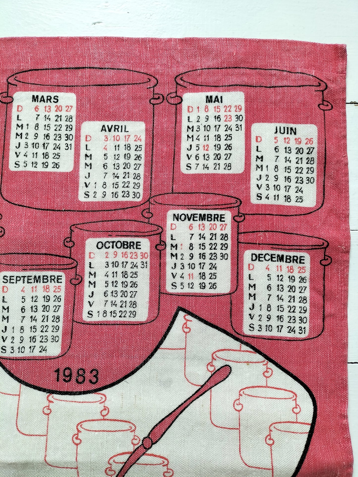 Torchon de cuisine calendrier 1983