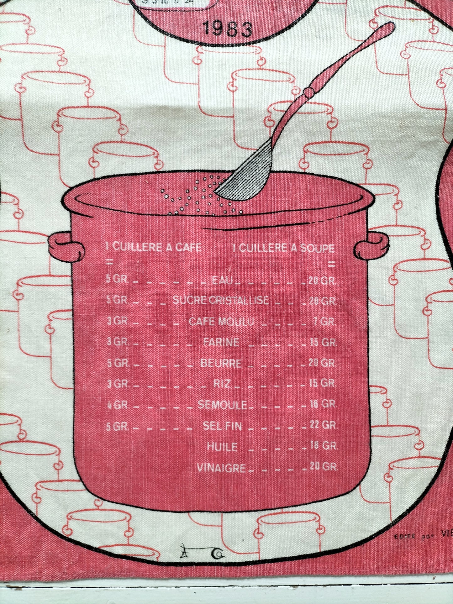 Torchon de cuisine calendrier 1983