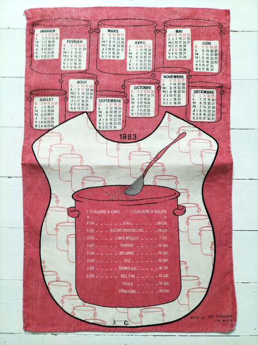 Torchon de cuisine calendrier 1983