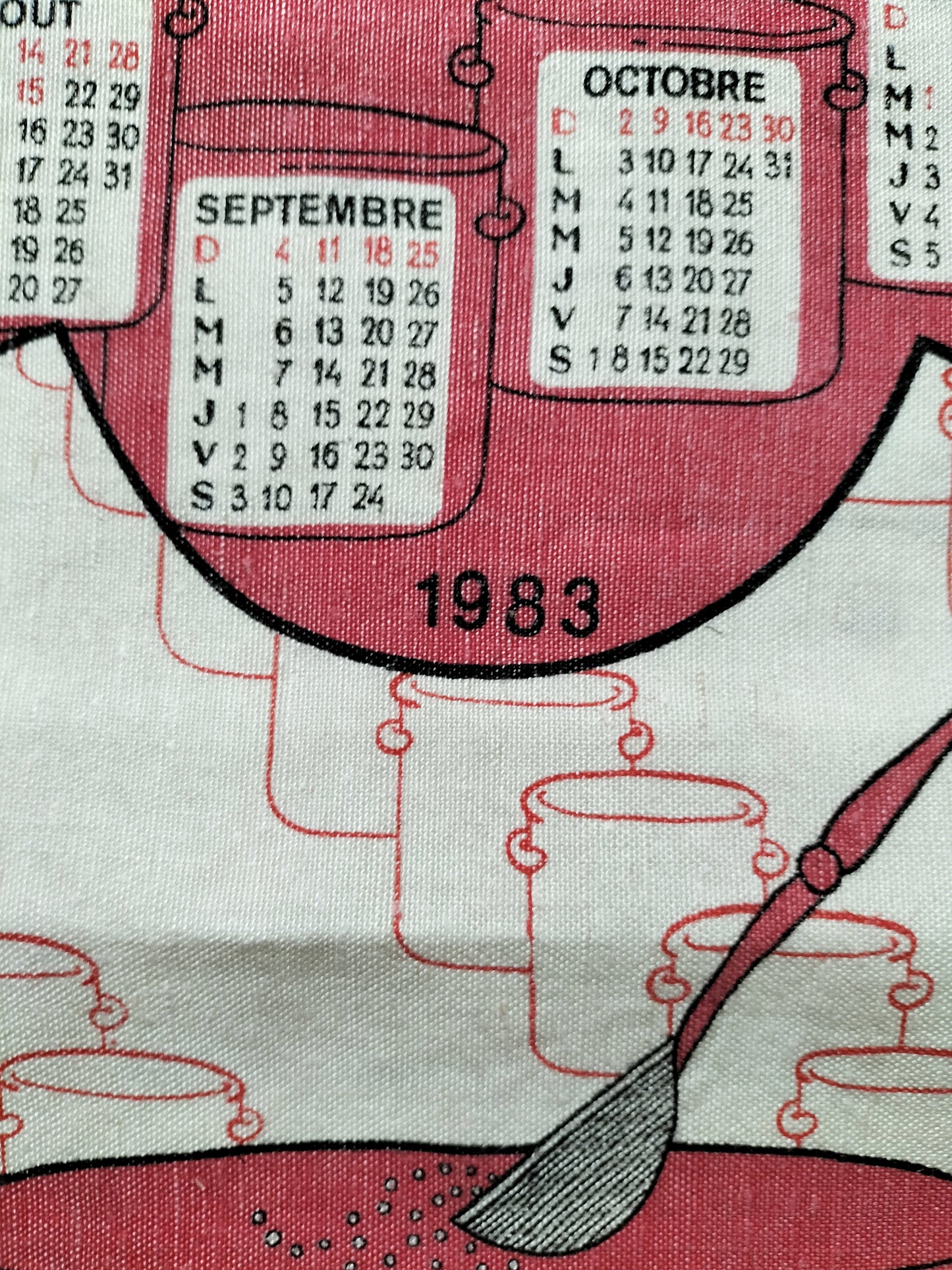 Torchon de cuisine calendrier 1983