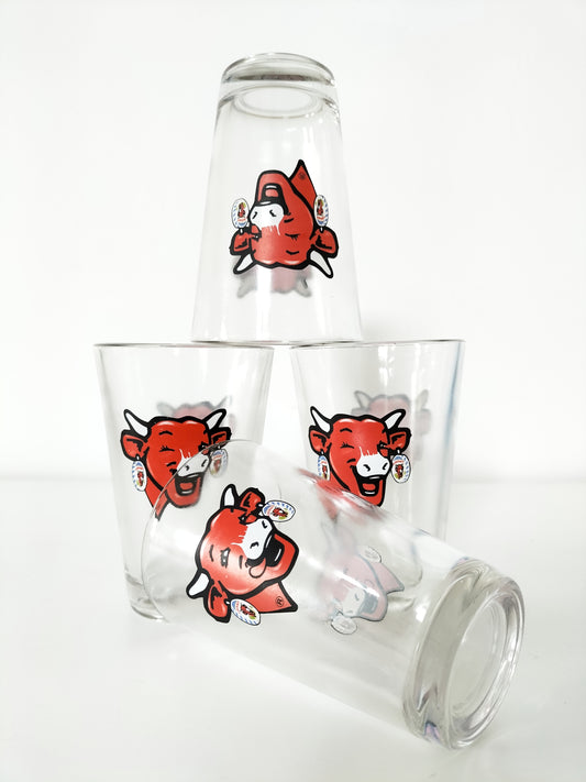Ensemble de 4 verres publicitaires La Vache qui rit