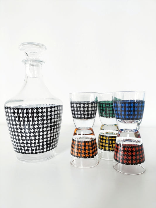 Service à liqueur : bouteille et 6 verres