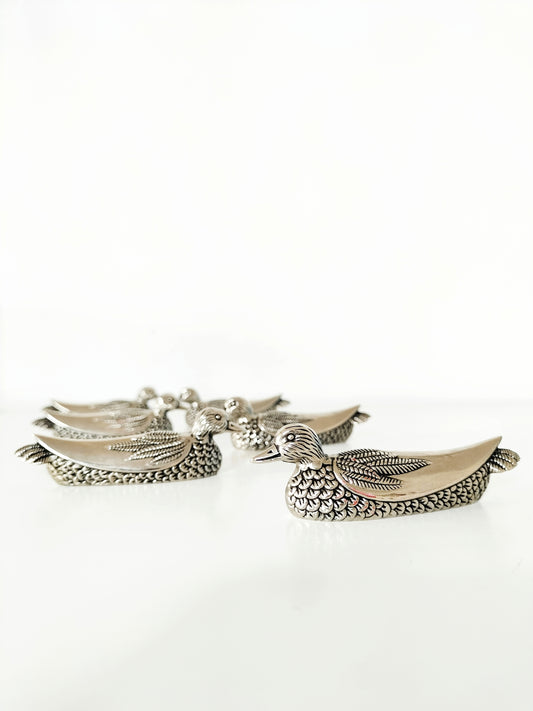 Ensemble de 6 porte-couteaux en métal argenté Siléa