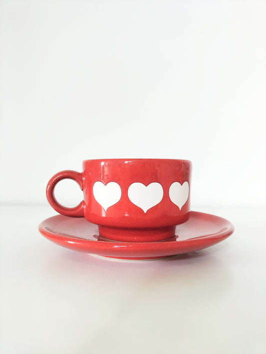 Tasse à café + soucoupe Waechsterbach décor cœurs