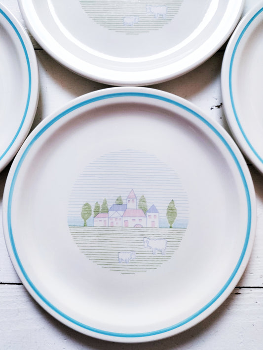 Ensemble de 4 assiettes à dessert Moulin des Loups