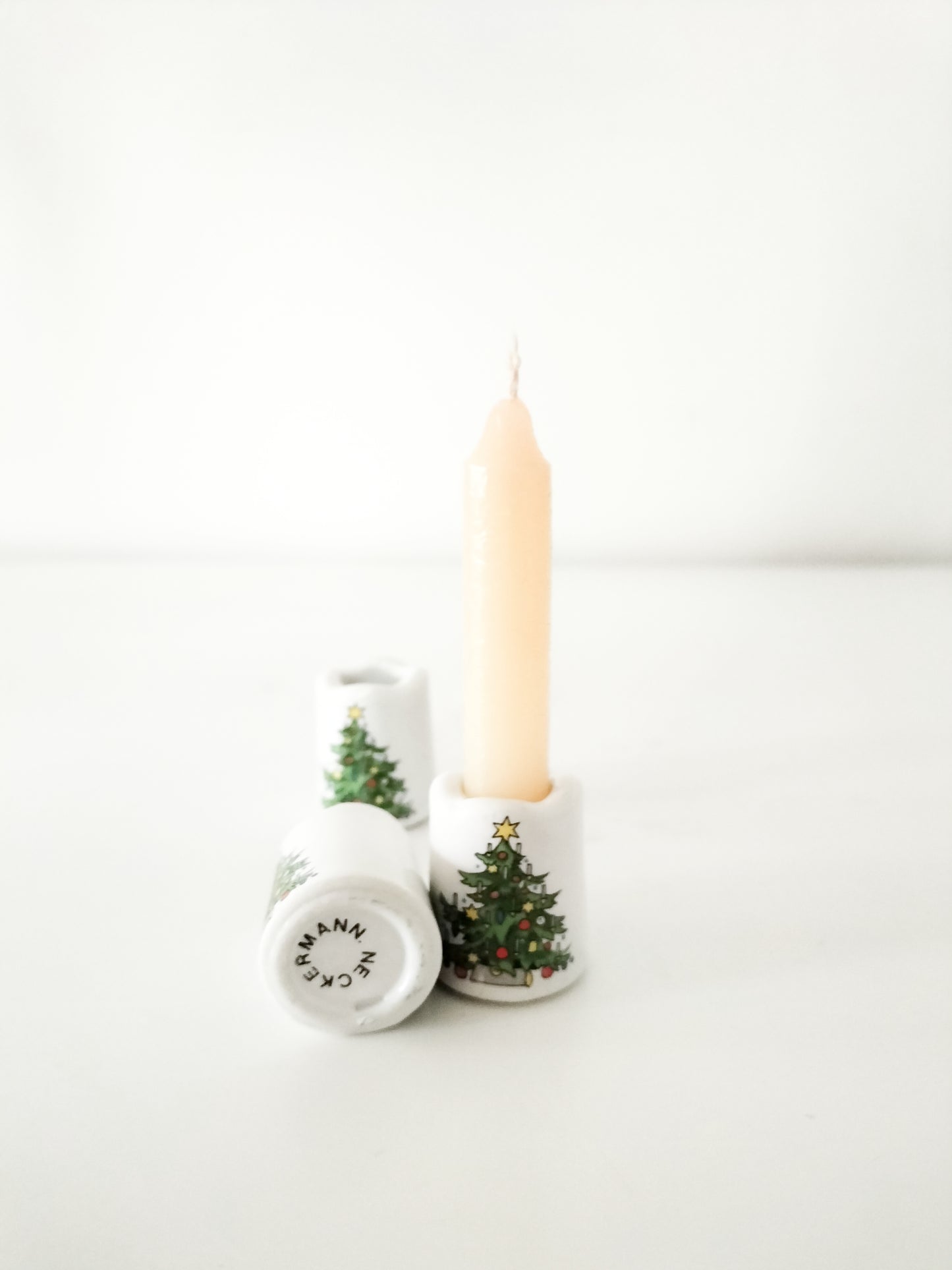 Mini-bougeoir de Noël en porcelaine (à l'unité)