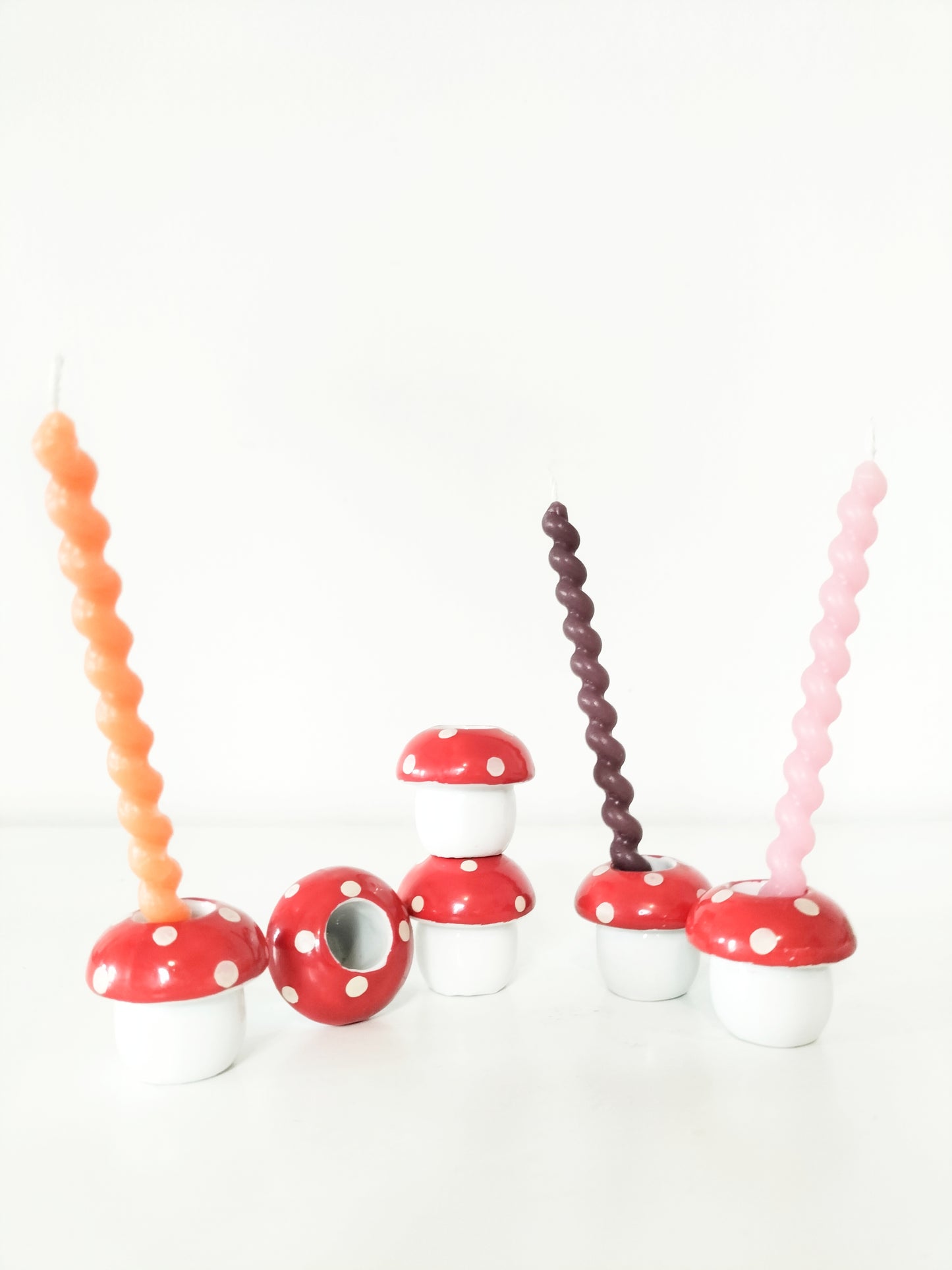Duo de mini-bougeoirs champignon en porcelaine
