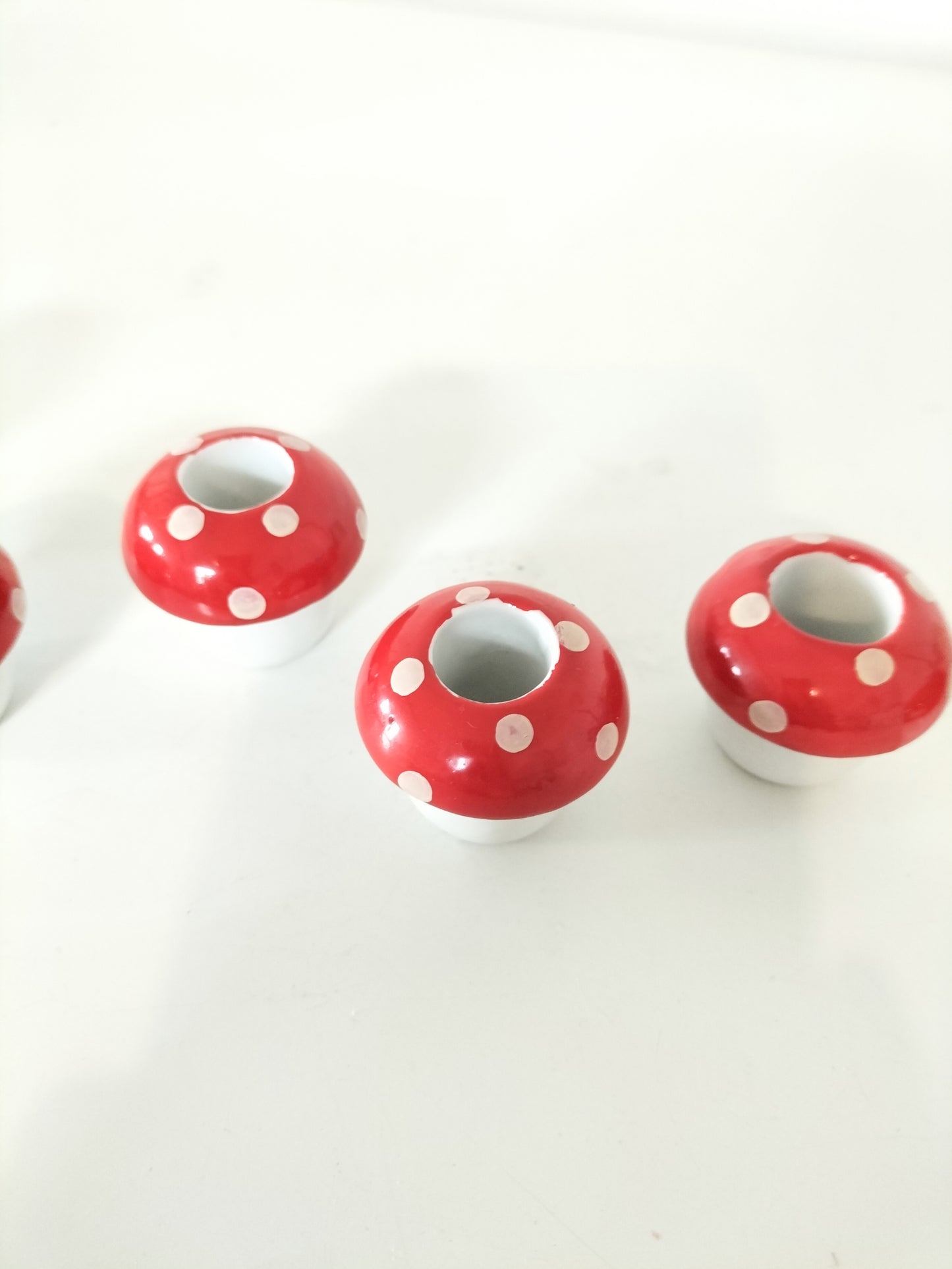 Duo de mini-bougeoirs champignon en porcelaine