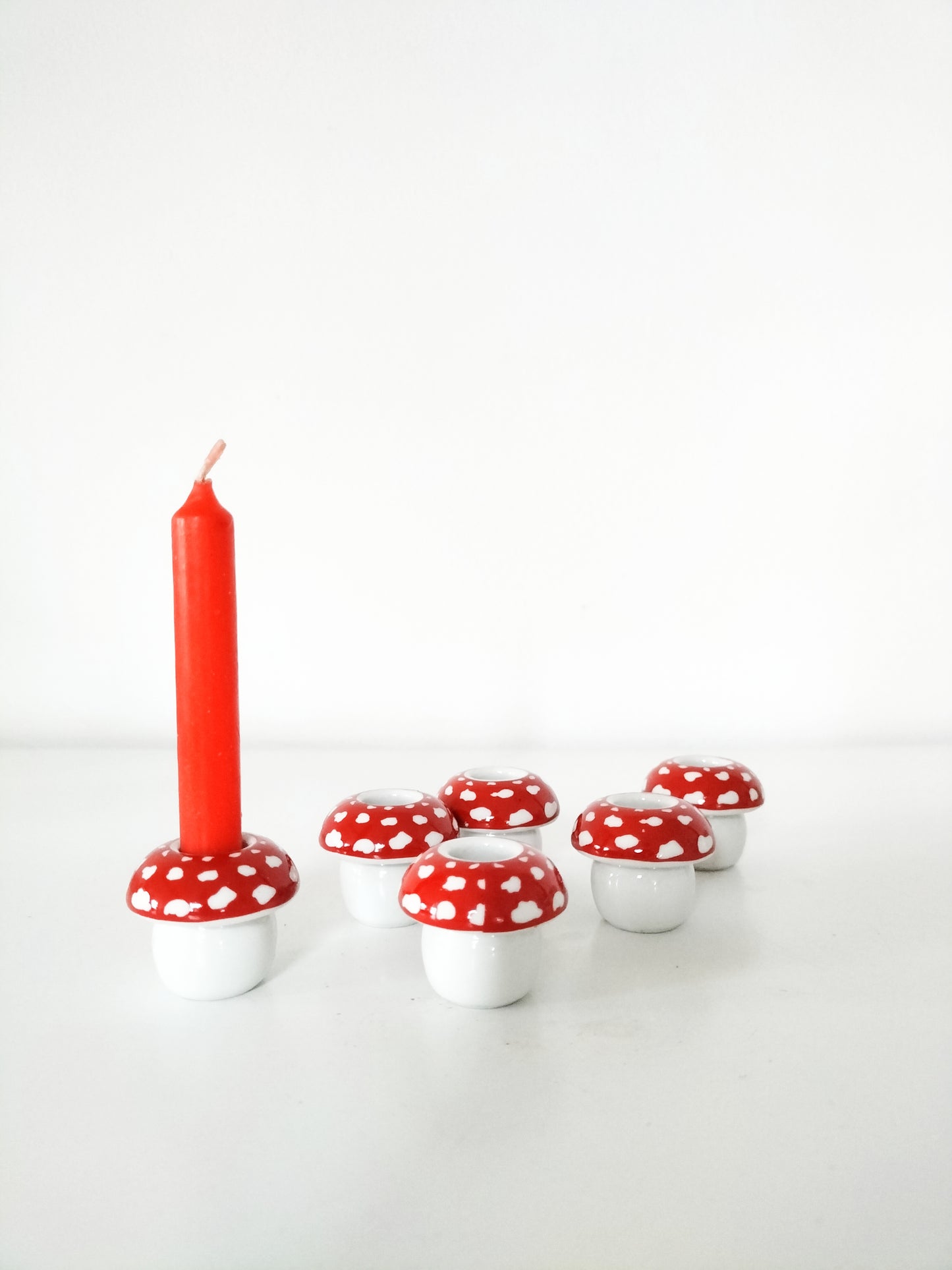 Duo de mini bougeoirs champignon Funny Design (avec bougies)