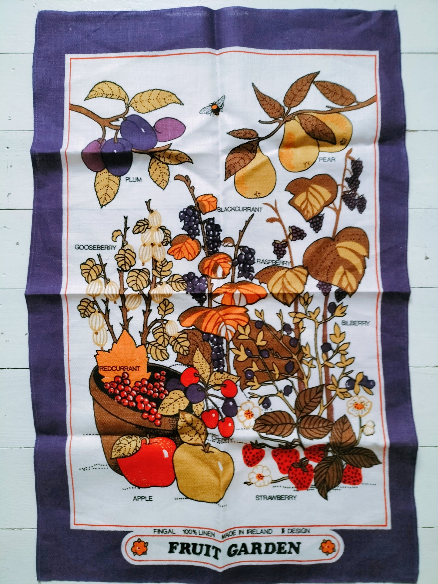 Torchon de cuisine irlandais "fruit garden" en lin