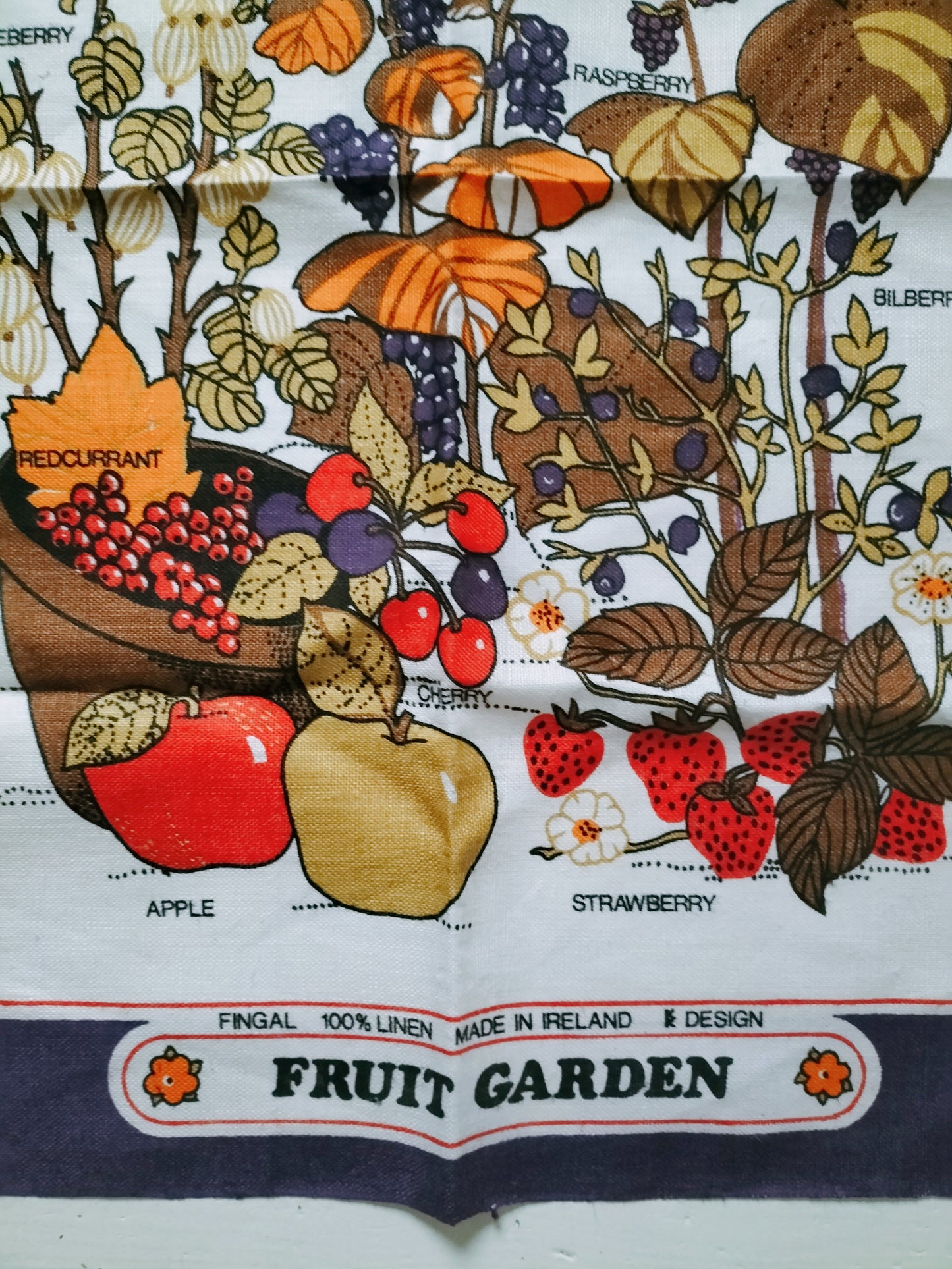 Torchon de cuisine irlandais "fruit garden" en lin