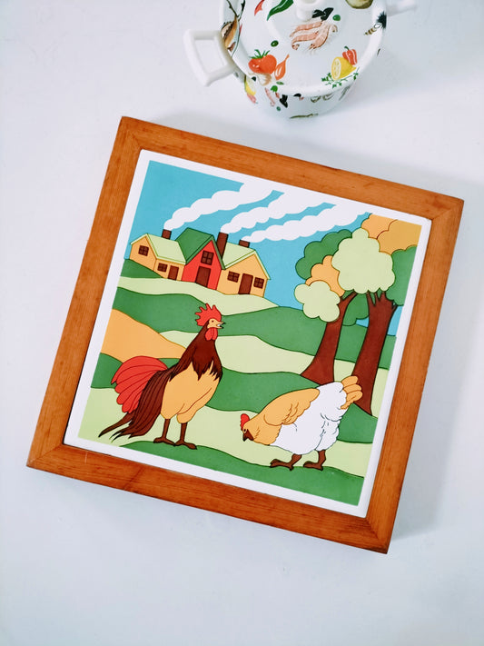 Dessous de plat bois et porcelaine