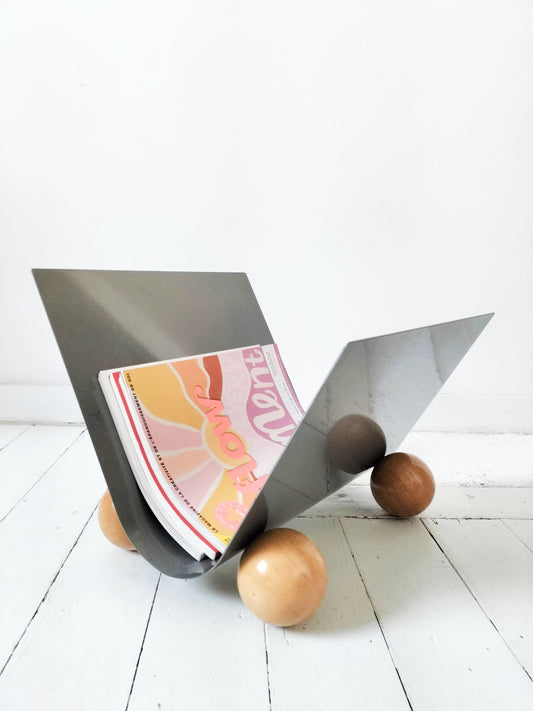 Porte-revues/ journaux métal et bois Habitat 90's