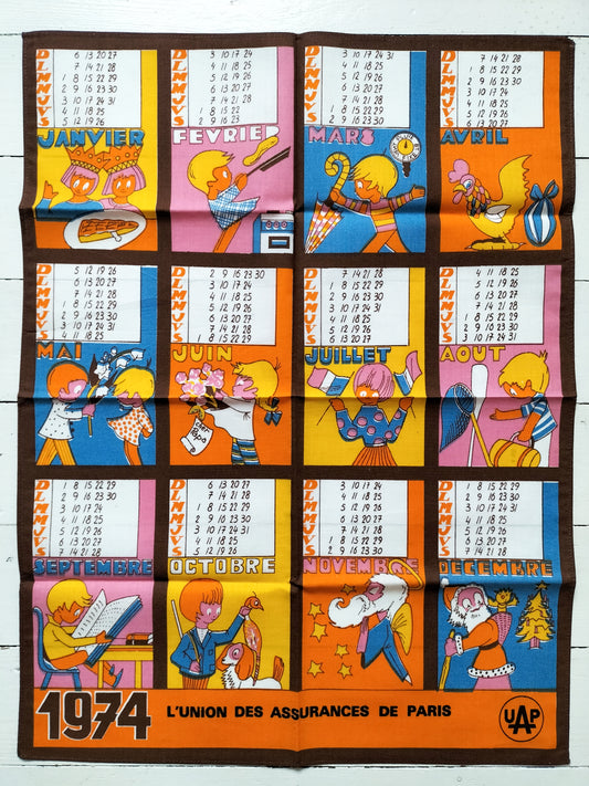 Torchon calendrier 1974
