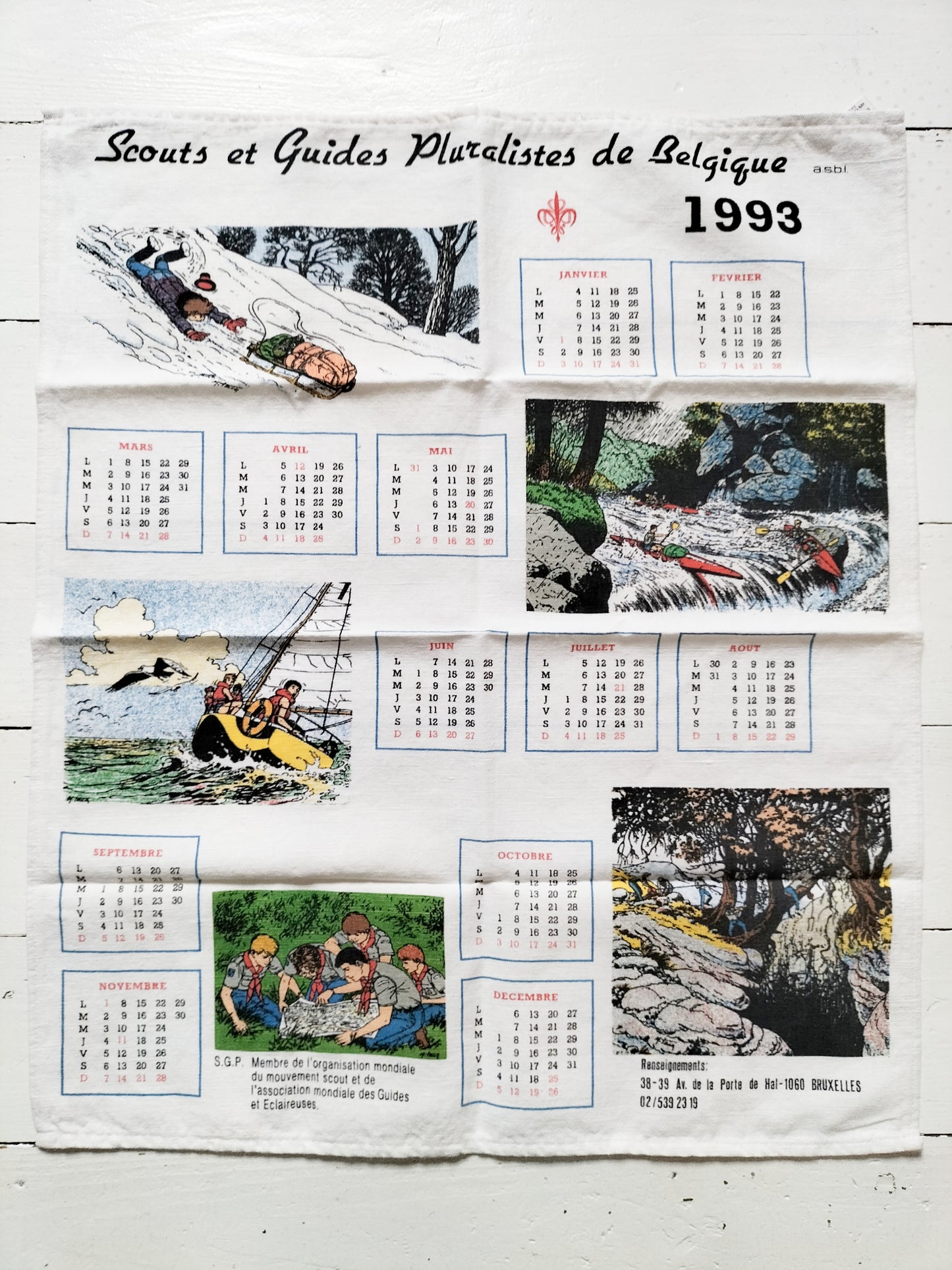 Torchon calendrier 1993