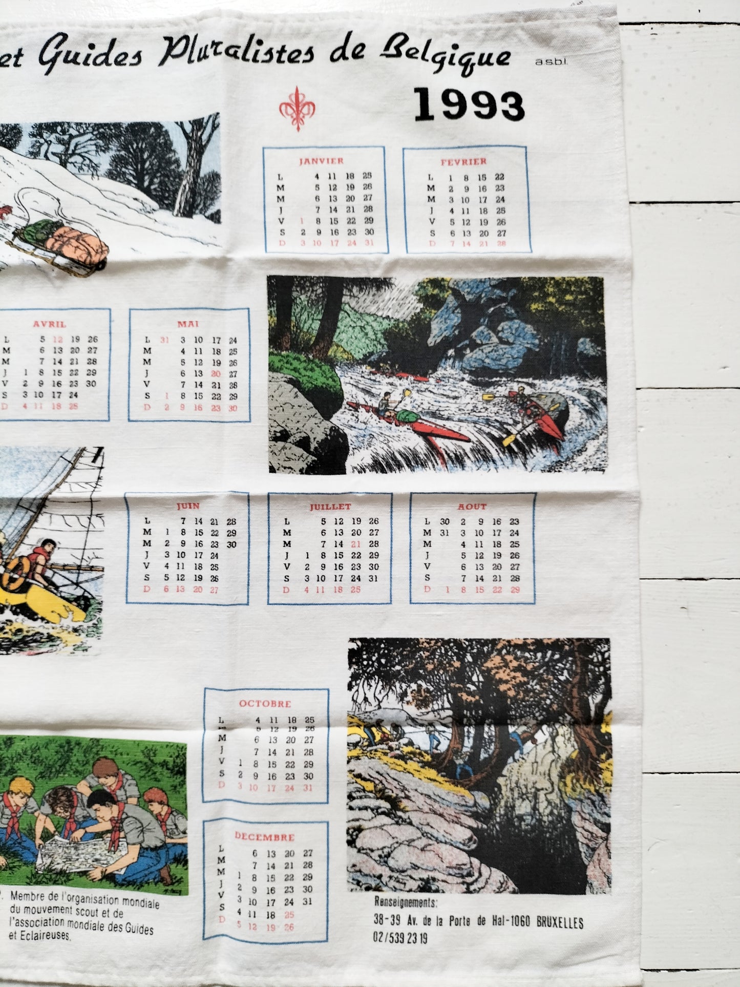 Torchon calendrier 1993
