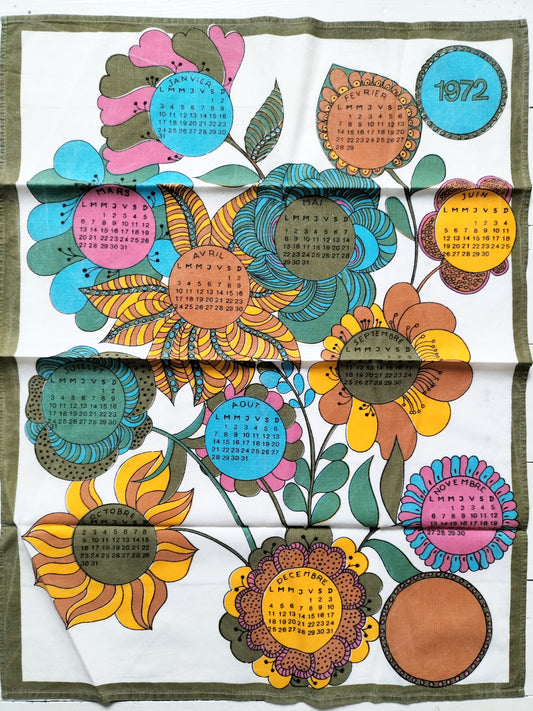 Torchon calendrier 1972