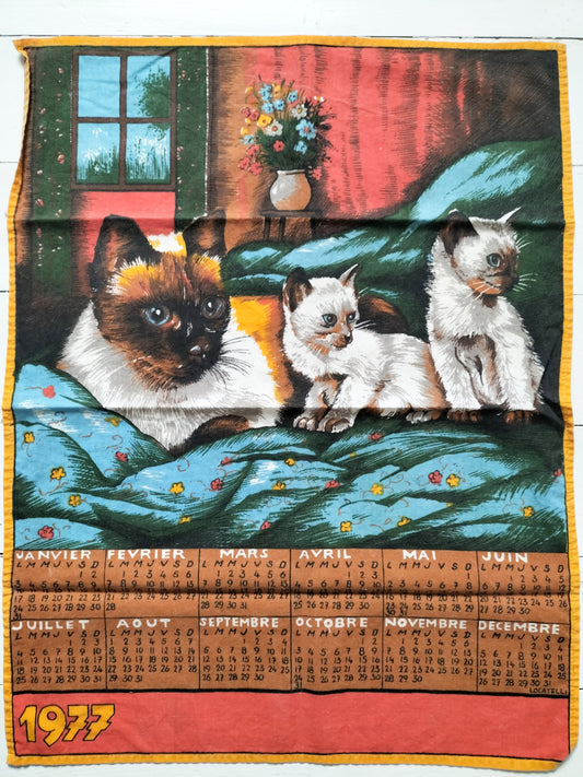 Torchon calendrier 1977