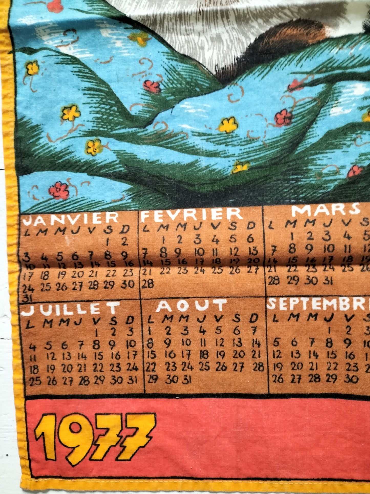 Torchon calendrier 1977