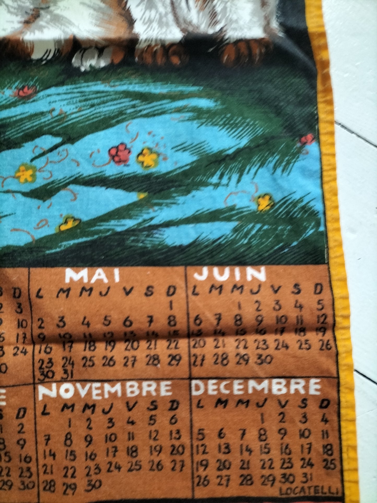 Torchon calendrier 1977