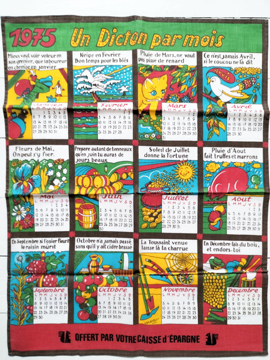 Torchon calendrier 1975