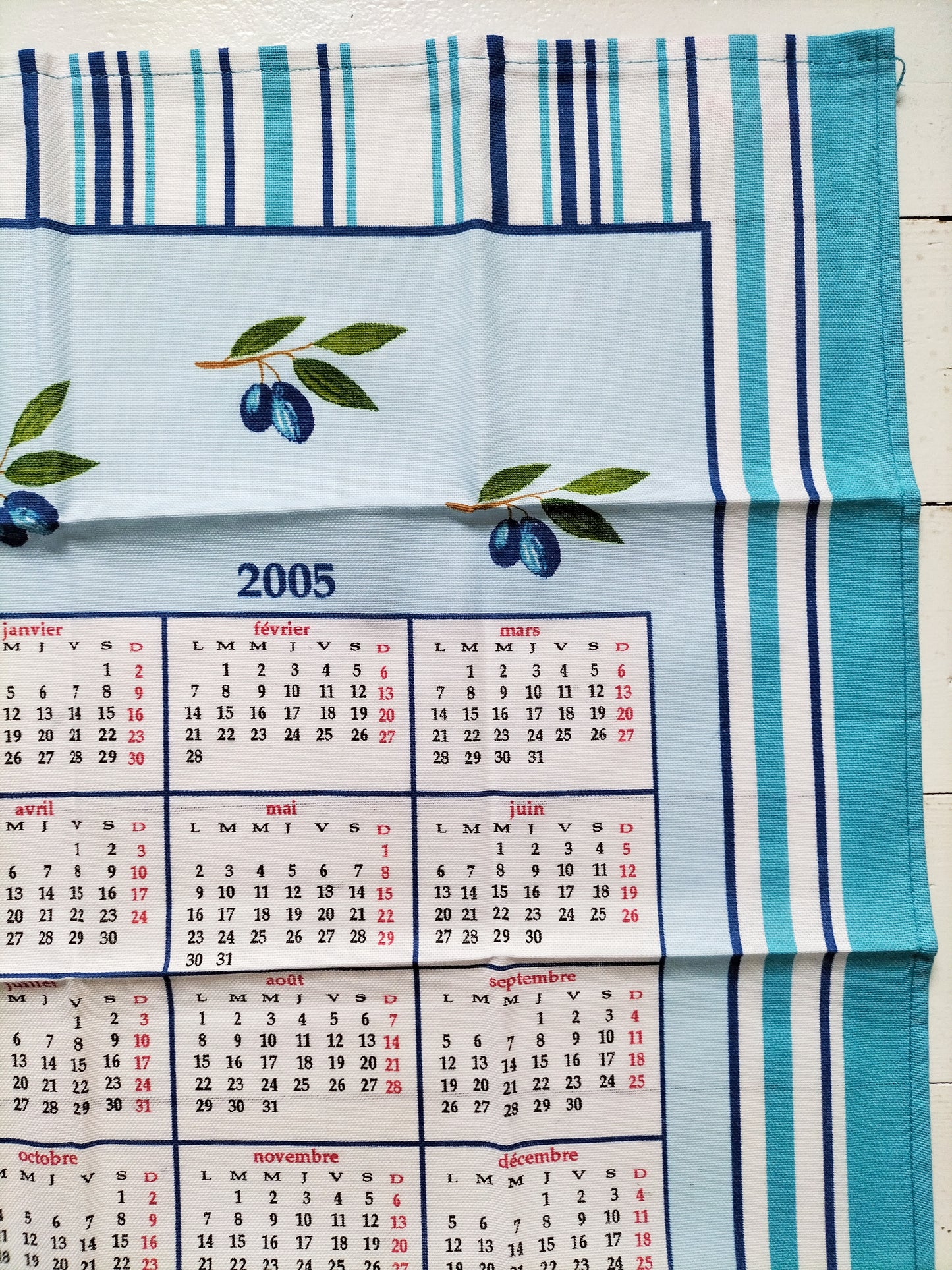 Torchon calendrier 2005