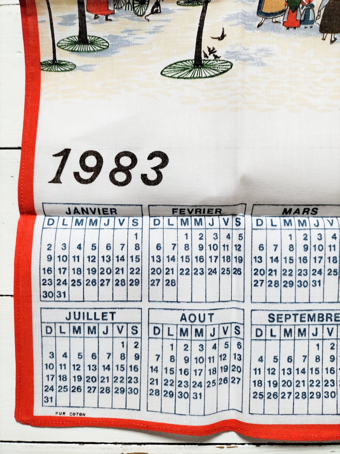 Torchon calendrier 1983
