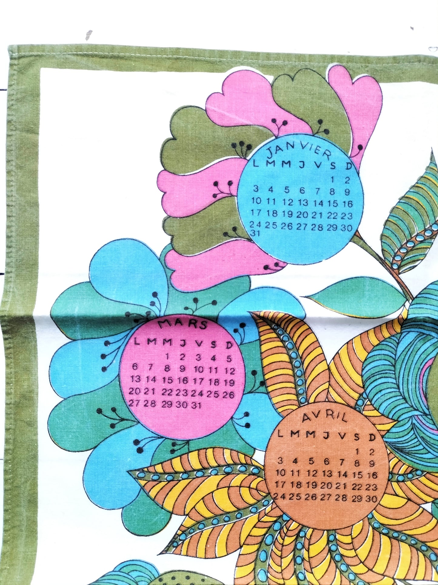 Torchon calendrier 1972