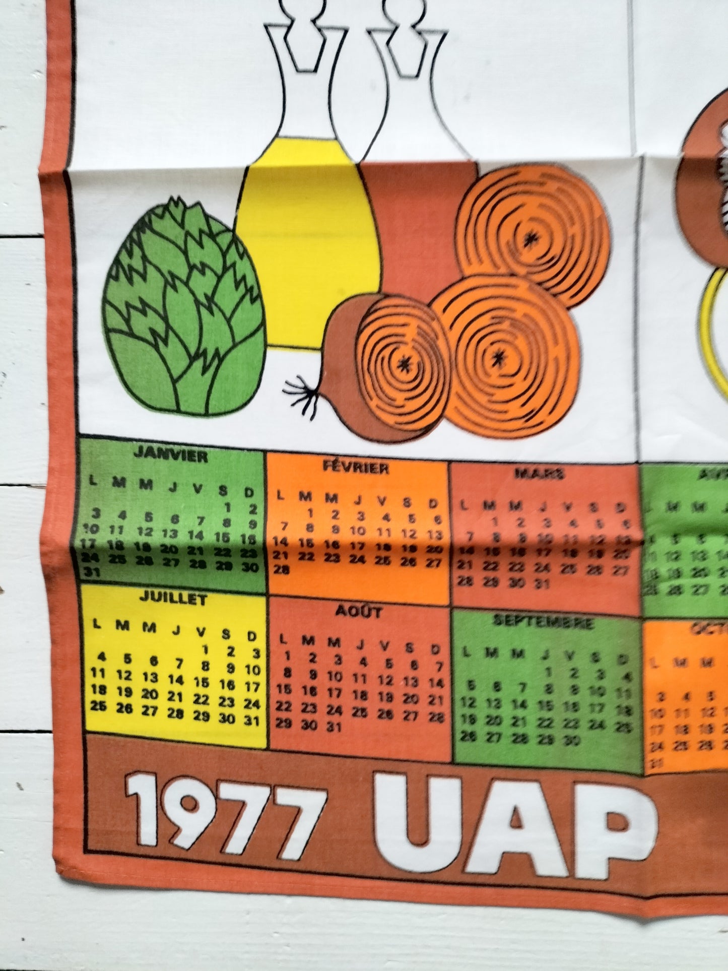 Torchon calendrier 1977