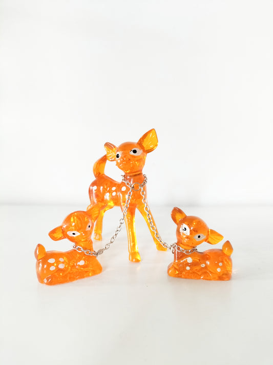 Ensemble biche et ses deux faons en plastique made in Hong-Kong