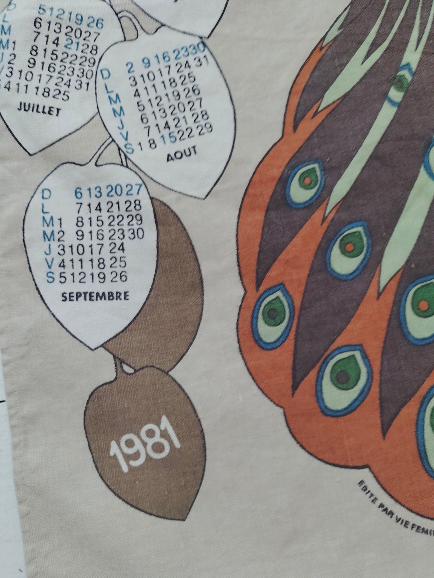 Torchon de cuisine calendrier 1981