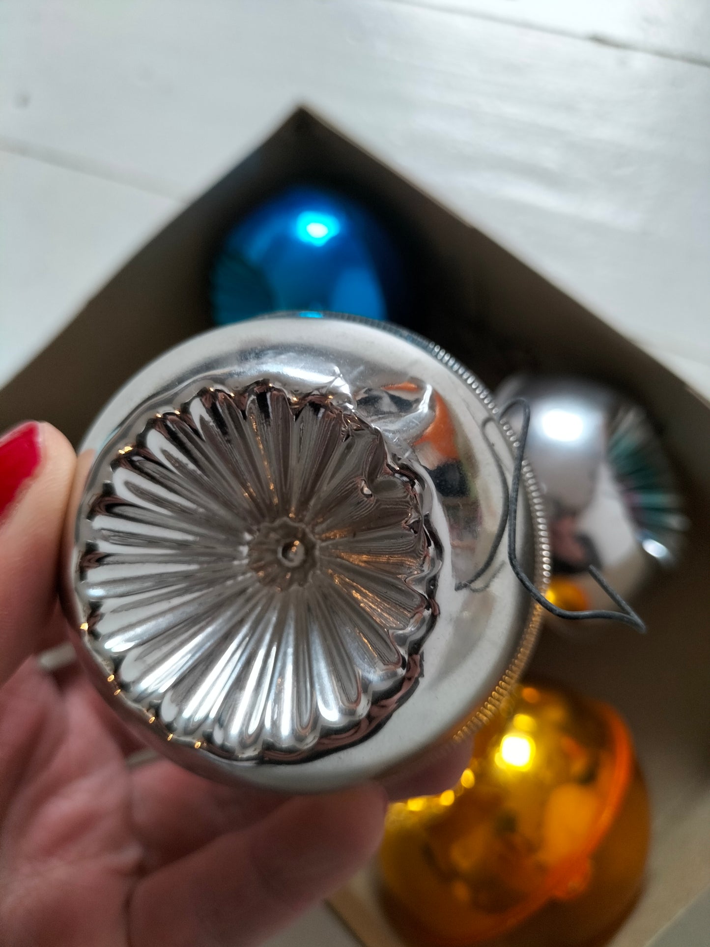 Ensemble de 5 boules de Noël creuses kaléidoscope vintage Belco