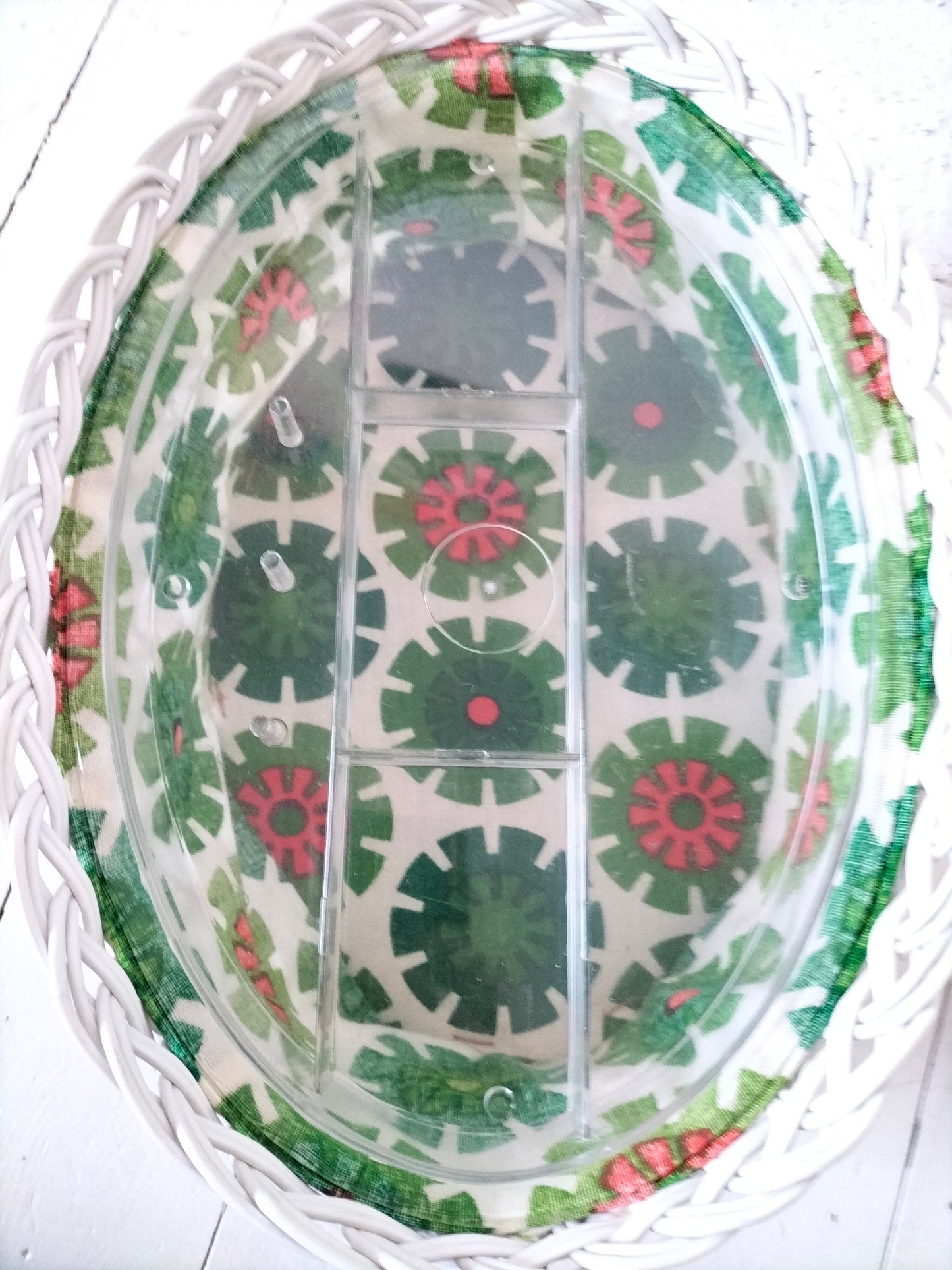 Boîte/ panier à couture travailleuse tissu et scoubidou