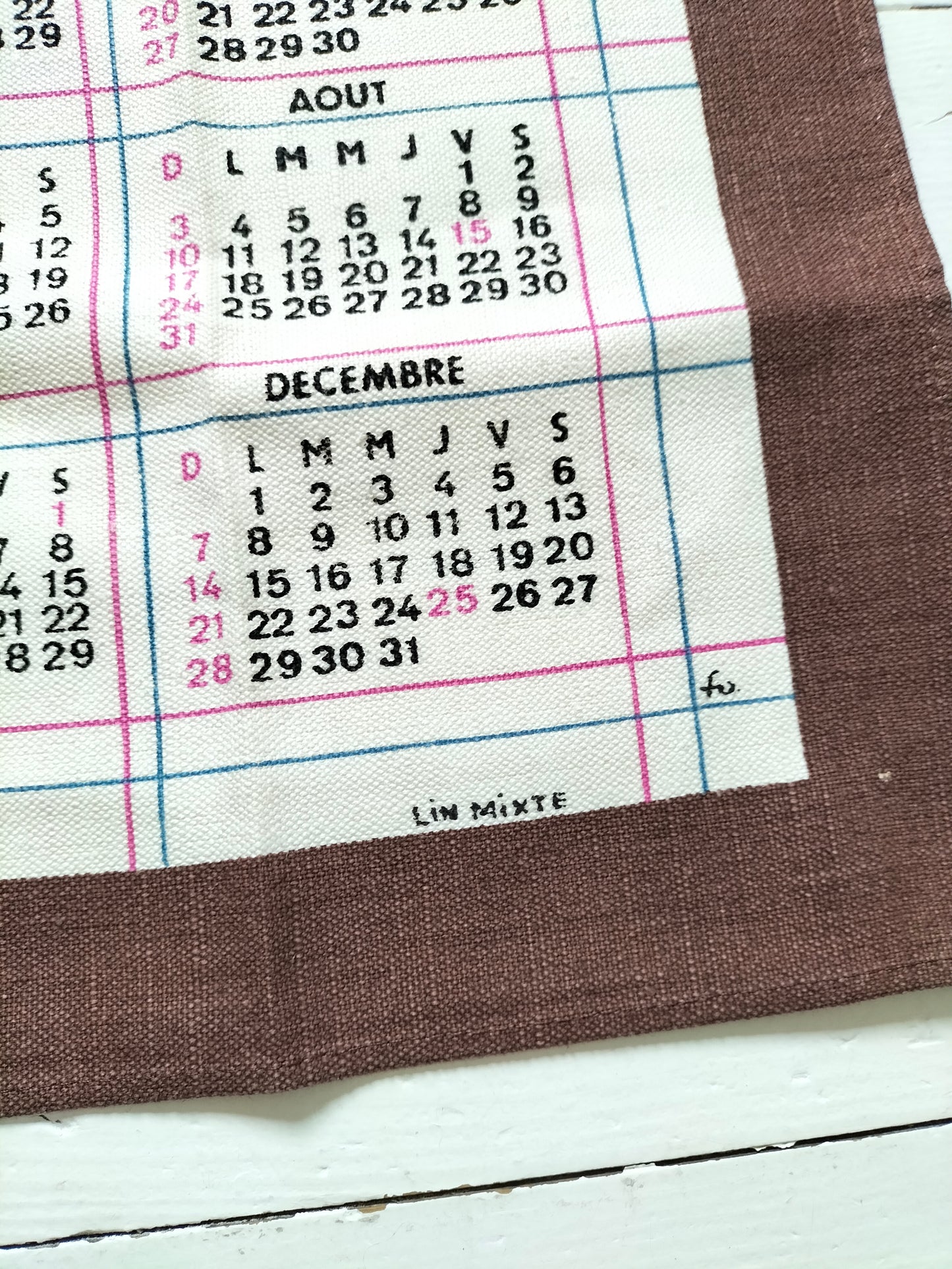 Torchon de cuisine calendrier 1980
