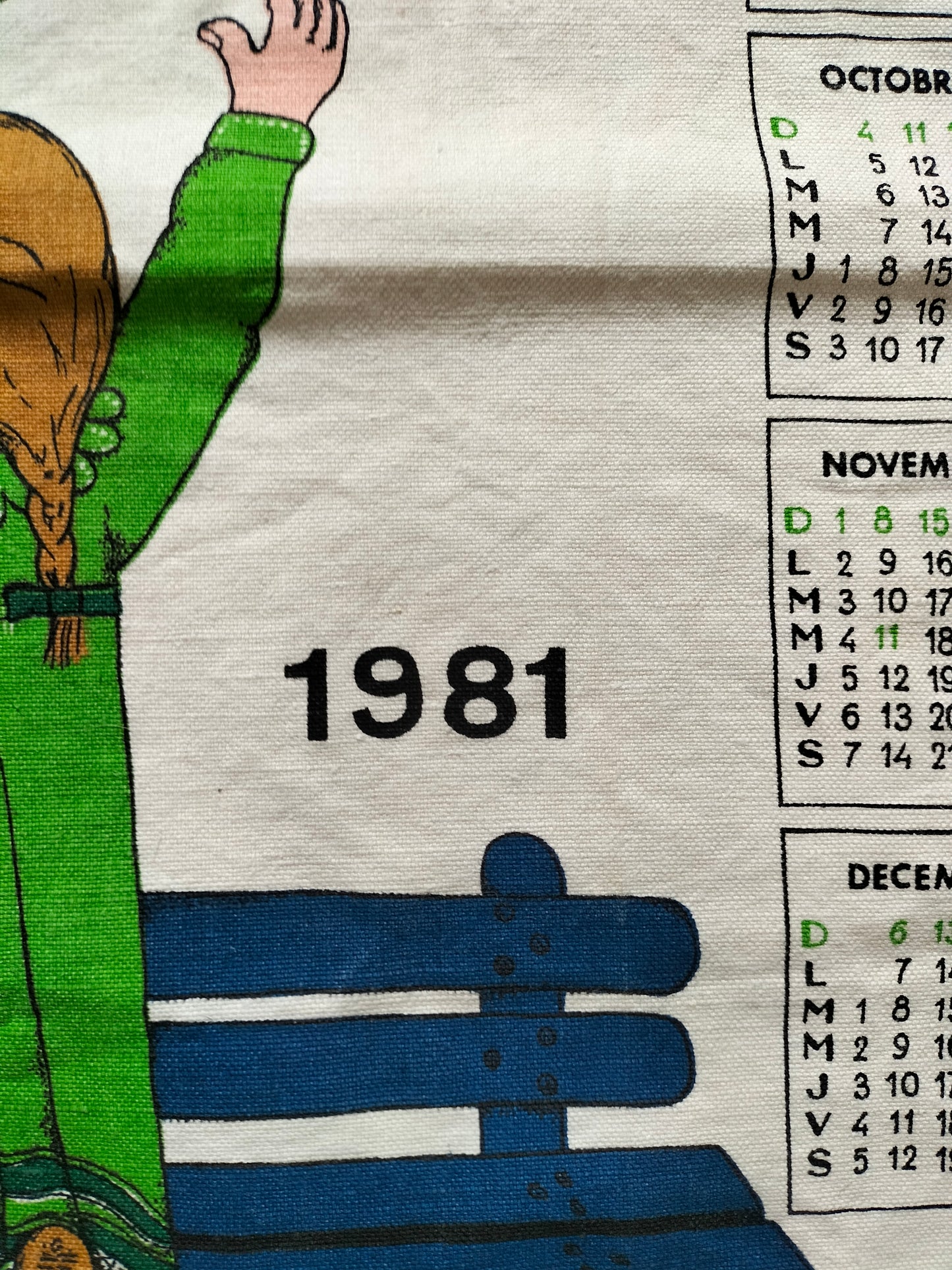 Torchon de cuisine calendrier 1981