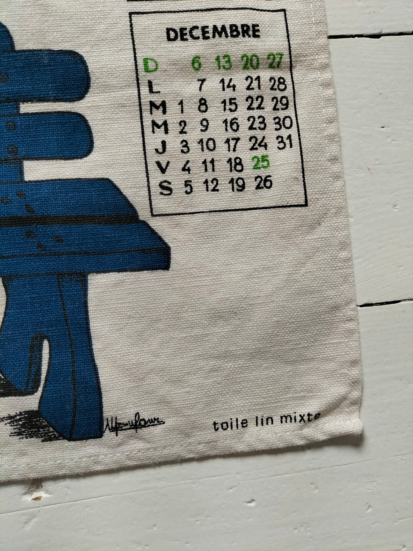 Torchon de cuisine calendrier 1981