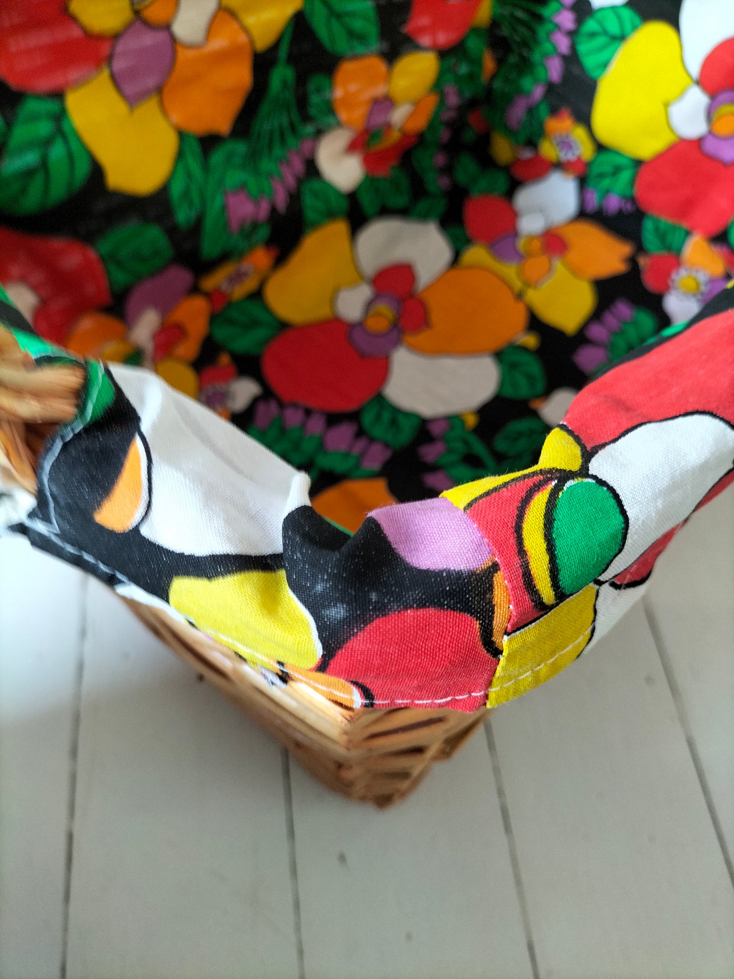 Panier en osier et tissu
