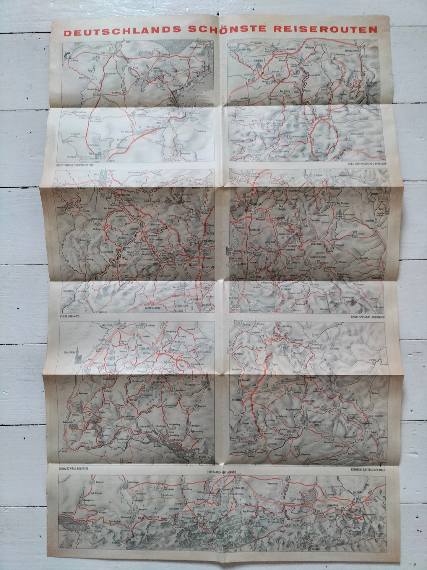 Ancienne carte routière années 60 au choix