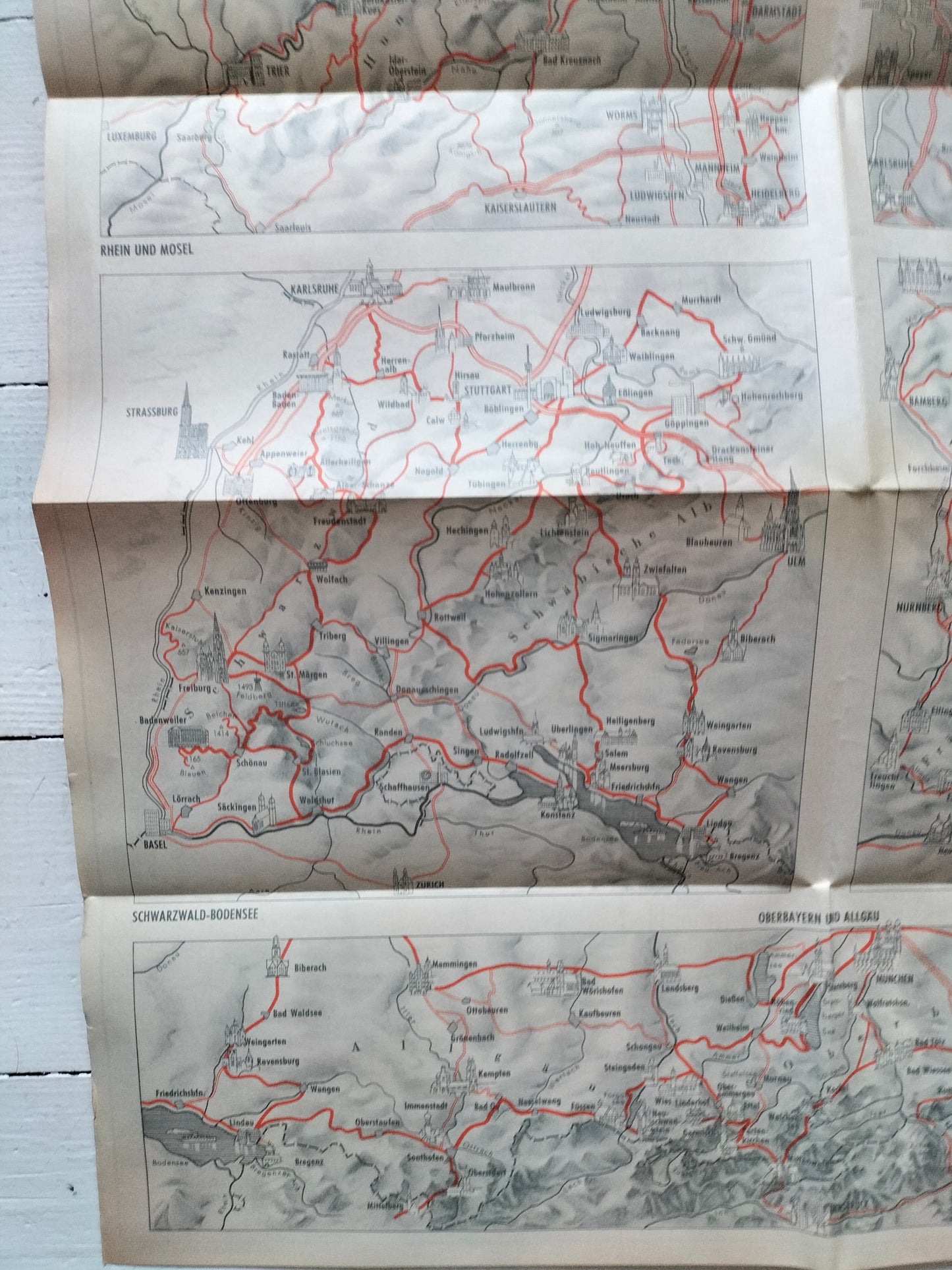 Ancienne carte routière années 60 au choix