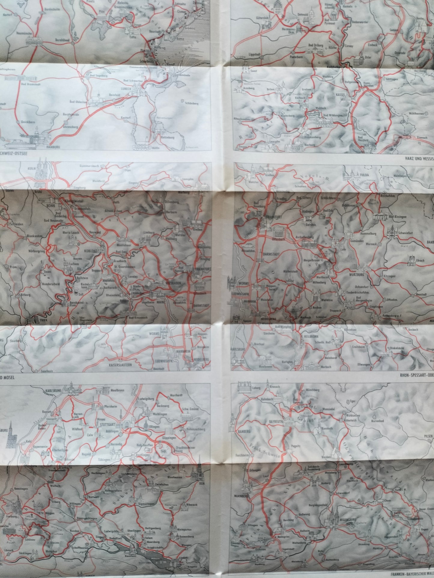 Ancienne carte routière années 60 au choix