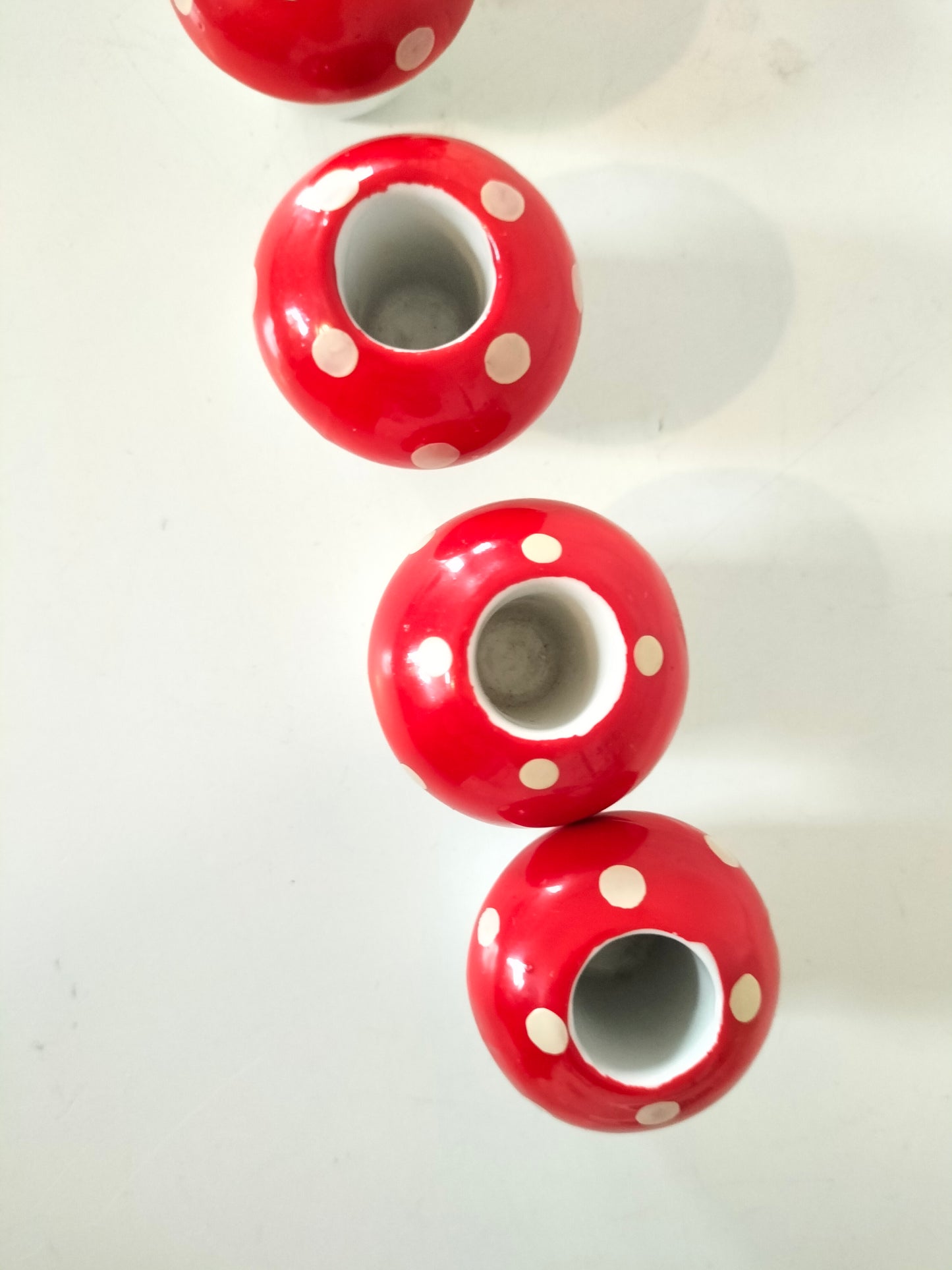 Duo de mini-bougeoirs champignon en porcelaine