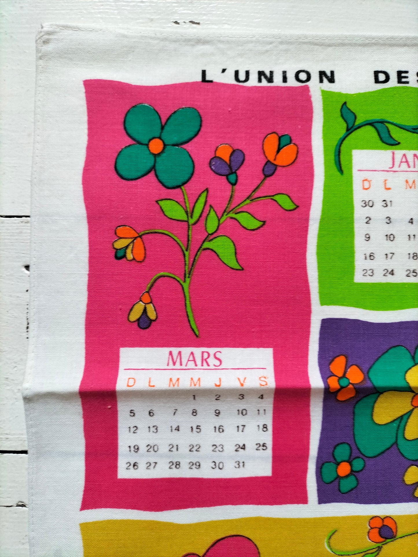 Torchon calendrier 1972