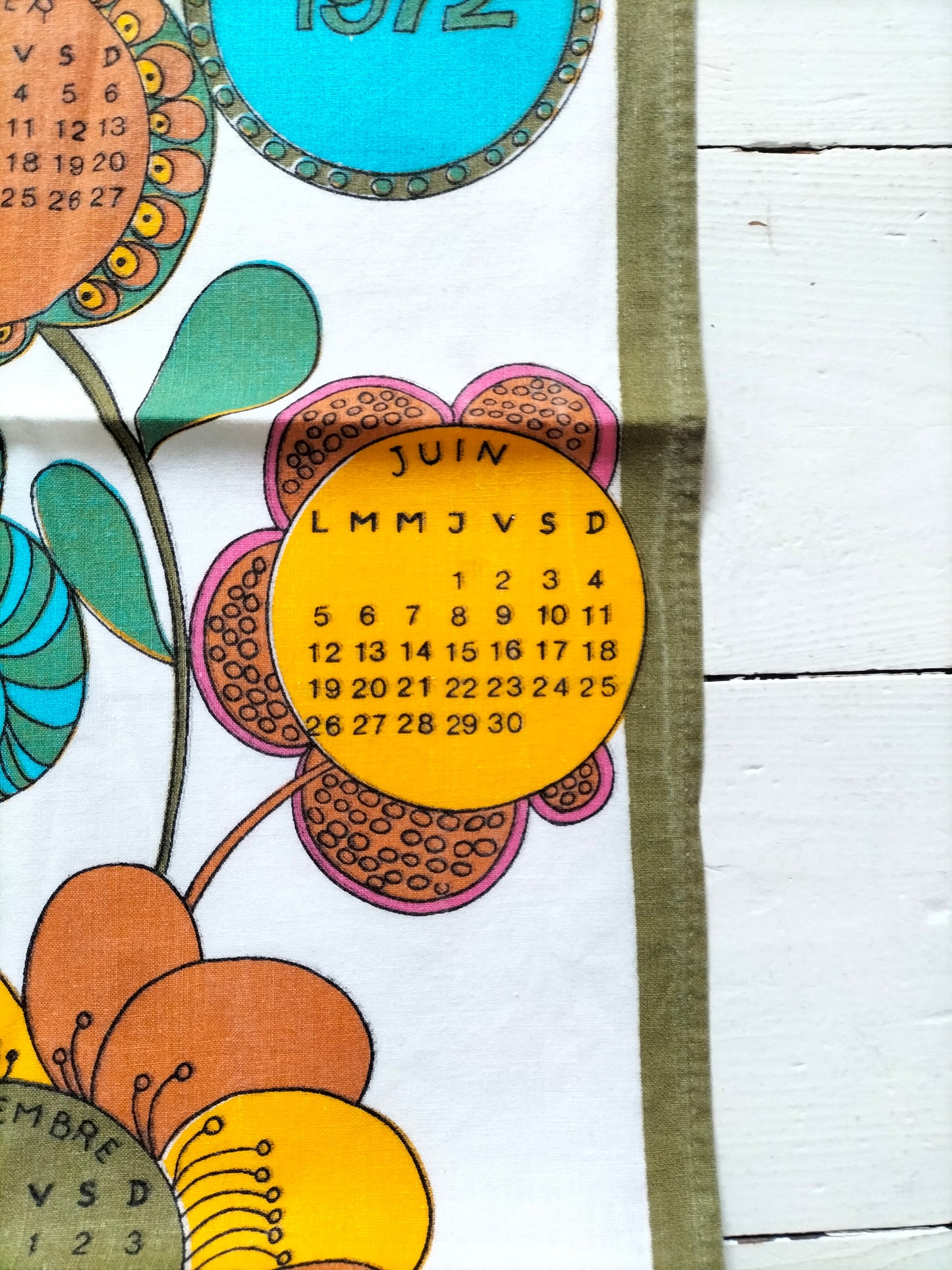 Torchon calendrier 1972