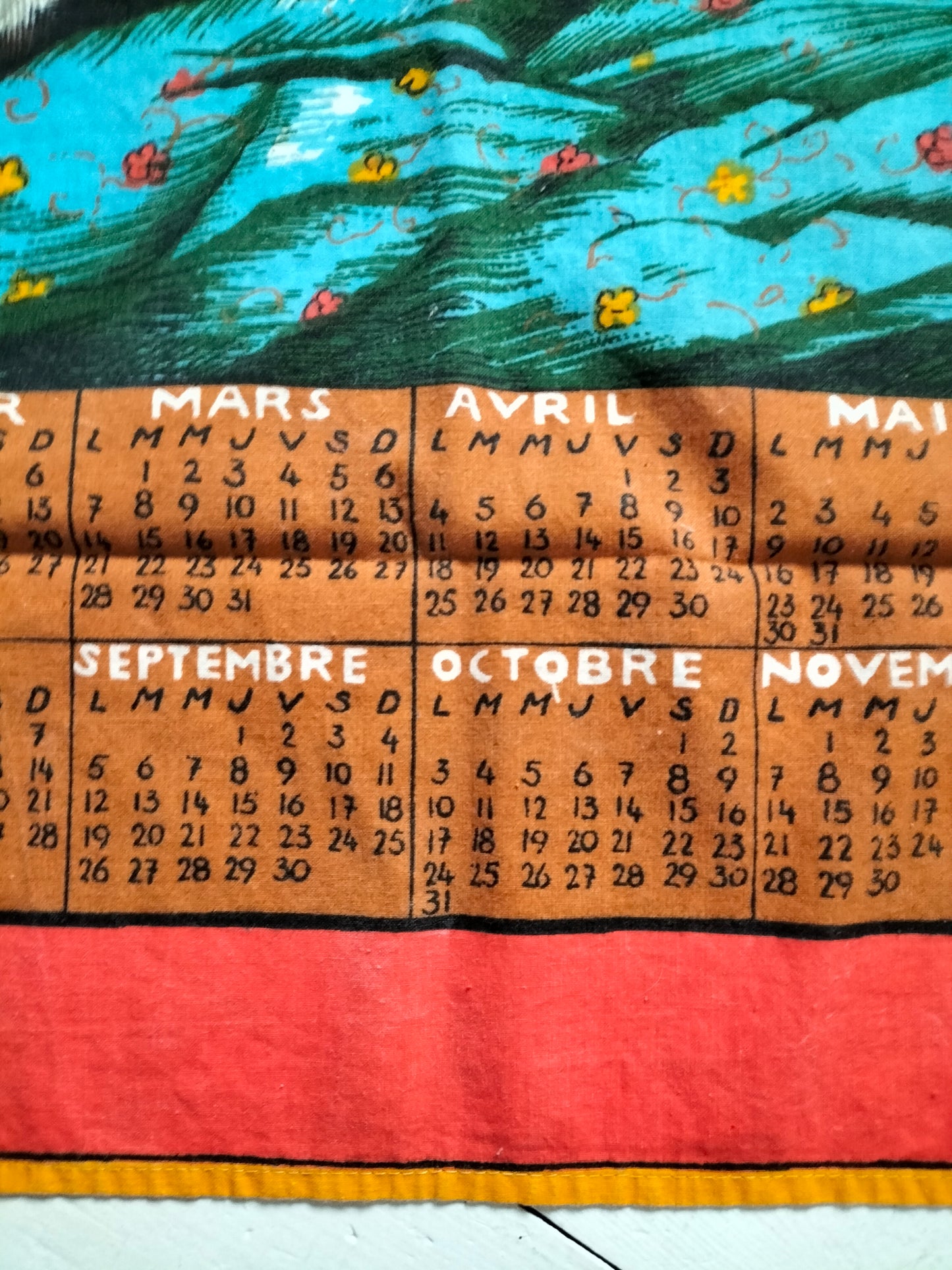 Torchon calendrier 1977